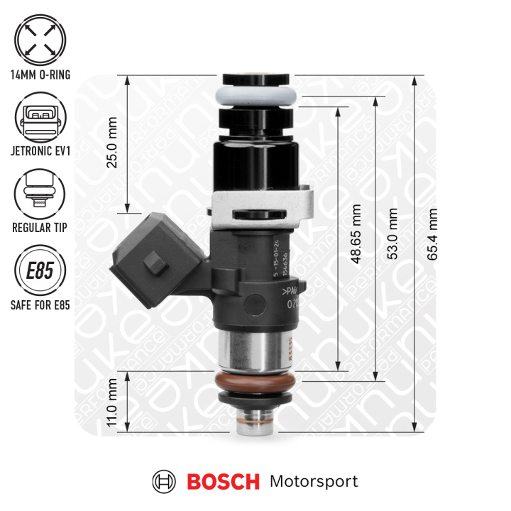 Bosch injector 1462cc, 53mm (EV14S), 5pcs flow matched Nuke Performance in the group Tuning / Fuel system / Injectors at DDESIGN Scandinavia AB (nuke-132-05-150)