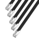 Stainless steel locking ties, 4.6mm x 200mm Black, 5pcs Nuke Performance
