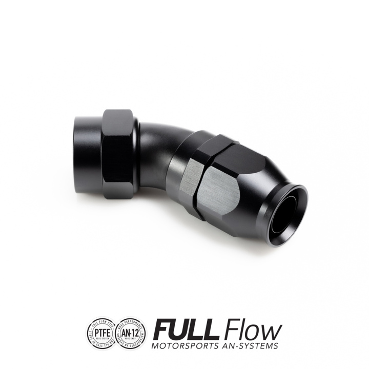 Full Flow PTFE Hose End Fitting 45 Degree AN-12 Nuke Performance in the group Tuning / AN-Couplings / AN Hose Ends / AN Hose Ends PTFE at DDESIGN Scandinavia AB (nuke-810-04-112)