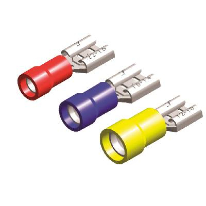 QSP Cable lug - PVC insulated - female - 6,3 mm (10 pcs) in the group Tuning / Electronics / Cable lugs - Joint sleeves - Flat pins at DDESIGN Scandinavia AB (var-QC3041-43)
